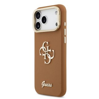 Guess PU Grained 4G Logo Stand Camera Frame Case for Apple iPhone 17 Pro Max (GUHCP17XPCS4GSW)