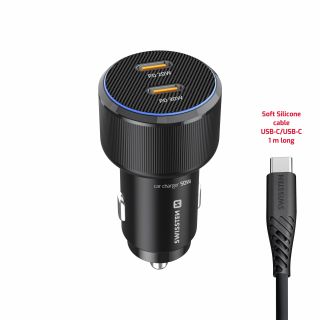 Swissten PD 2x USB-C Car Charger 50W with USB-C - USB-C Cable 1m (20111909)