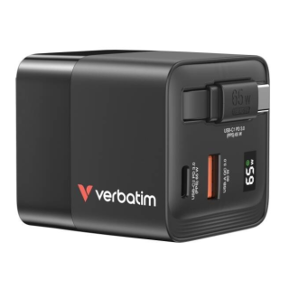 Verbatim 32217 GaN Charger 65W 2x USB-C / USB-A + Adapter (32217)