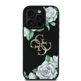 Guess PU Grained Roses 4G Metal Logo Case for Apple iPhone 16 Pro (GUHCP16LPGROP4MK)
