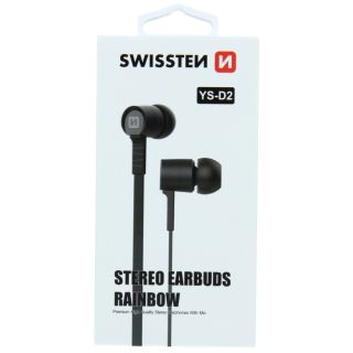 Swissten Earbuds Rainbow YS-D2 Stereo Headset With Microphone (YS-D2-BK)