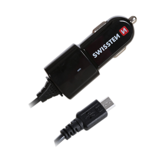 Swissten Premium Car charger 12 / 24V whit Micro USB Cable (SW-CCH-1A-B)