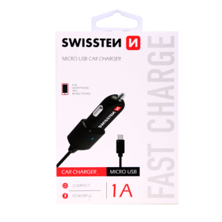 Swissten Premium Car charger 12 / 24V whit Micro USB Cable (SW-CCH-1A-B)