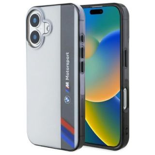 BMW Motorsport IML Vertical Stripe Back Case for Apple iPhone 16 Plus (BMHCP16M23HTFEG)