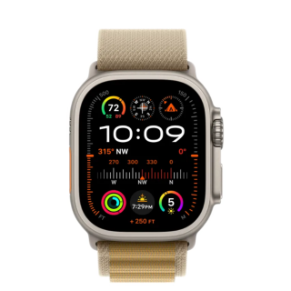 Apple Watch Ultra 2 Smart Watch 49mm / GPS / Cellular / Natural Titanium / Tan Alpine Loop / M (MX4F3WB/A)
