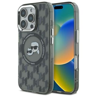 Karl Lagerfeld Hard IML Monogram Karl&Choupette Head MagSafe Case for Apple iPhone 16 Pro (KLHMP16LHMCKMHK)