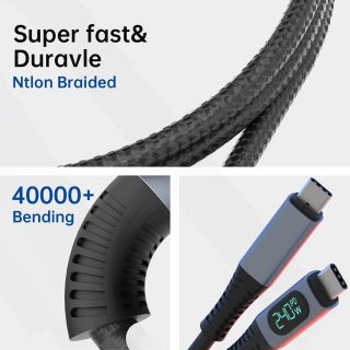 RoGer PD24VB USB-C 4.0 Cable with voltmeter PD240W / 40Gbps / 8K60Hz / 1m (RO-PD240V-BK)