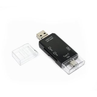RoGer OTG USB-C/USB/microUSB Cardreader TF / SD + USB 2.0 (RO-OTGREADERTFSD)