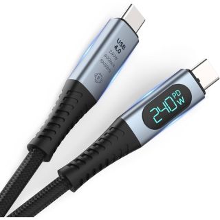 RoGer PD24VB USB-C 4.0 Cable with voltmeter PD240W / 40Gbps / 8K60Hz / 1m (RO-PD240V-BK)