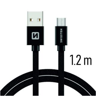 Swissten Textile Quick Charge Universal Micro USB Data and Charging Cable 1.2m (SW-QU-MICR-USB-1.2-BK)
