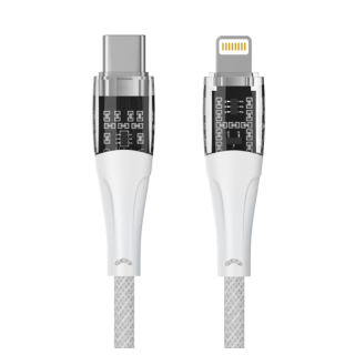 Qualo QTCN-CL-00 Transparent Nylon Cable USB-C – Lightning / 12W / 1.5m / white (QTCN-CL-00)