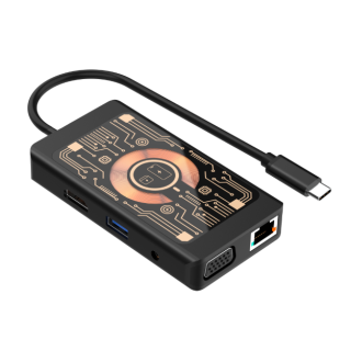 Qualo QTPB5-HUB-18 HUB 9 in 1 USB-C / 2x USB-A / RJ-45 / VGA / D-Sub / HDMI / 3.5mm Jack (QTPB5-HUB-18)