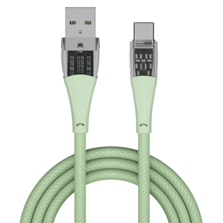 Qualo QTCN-AC-04 Transparent Nylon Cable USB-A – USB-C / 60W / 1.5m / green (QTCN-AC-04)