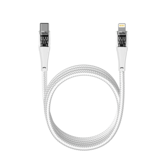 Qualo QTCN-CL-00 Transparent Nylon Cable USB-C – Lightning / 12W / 1.5m / white (QTCN-CL-00)