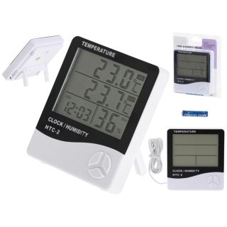 RoGer HTC-2 Hygrometer thermometer with clock (RO-HTC-2-WH)