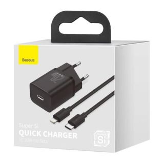 Baseus TZCCSUP-B01 Travel Charger set / Super Si 1C QC / Cable Type-C to Lightning 1m 20W (TZCCSUP-B01)