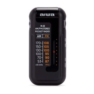 AIWA R22 Portable Pocket Radio with Earphones (R22-BLK)