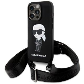 Karl Lagerfeld Crossbody Silicone Ikonik Back Case for Apple iPhone 15 Pro Max (KLHCP15XSCBSKNK)