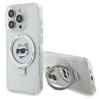 Karl Lagerfeld Ring Stand Choupette Head MagSafe Back Case for Apple iPhone 15 (KLHMP15XHMRSCHH)