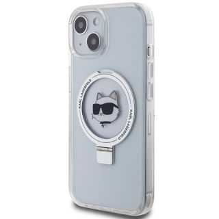 Karl Lagerfeld Ring Stand Choupette Head MagSafe Back Case for Apple iPhone 15 (KLHMP15SHMRSCHH)