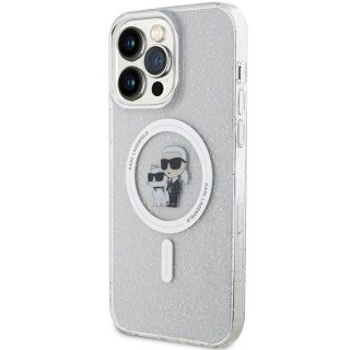 Karl Lagerfeld Karl&Choupette Glitter MagSafe Back Case for Apple iPhone 15 Pro Max (KLHMP15XHGKCNOT)