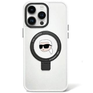 Karl Lagerfeld Ring Stand Karl Head MagSafe Back Case for Apple iPhone 15 Pro (KLHMP15LHMRSKHH)