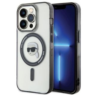Karl Lagerfeld Ring Stand Karl Head MagSafe Back Case for Apple iPhone 15 Pro Max (KLHMP15XHKHNOTK)