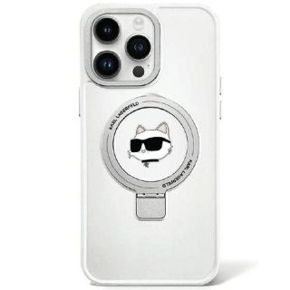 Karl Lagerfeld Ring Stand Choupette Head MagSafe Back Case for Apple iPhone 15 Pro (KLHMP15LHMRSCHH)