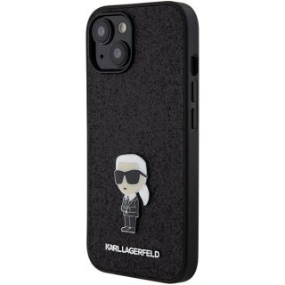Karl Lagerfeld Fixed Glitter Ikonik Logo Metal Pin Back Case for Apple iPhone 15 (KLHCP15SGKNPSK)