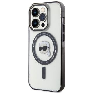 Karl Lagerfeld Ring Stand Karl Head MagSafe Back Case for Apple iPhone 15 Pro Max (KLHMP15XHKHNOTK)