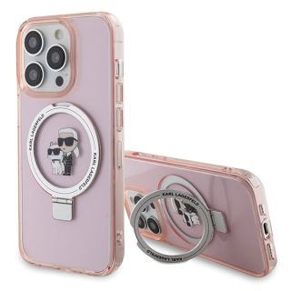 Karl Lagerfeld Ring Stand Karl&Choupettte MagSafe Back Case for Apple iPhone 15 Pro Max (KLHMP15XHMRSKCP)