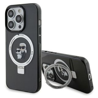 Karl Lagerfeld Ring Stand Karl&Choupettte MagSafe Back Case for Apple iPhone 15 Pro Max (KLHMP15XHMRSKCK)