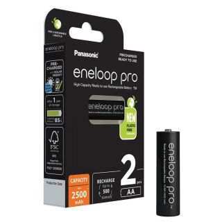 Panasonic Eneloop Pro Batteries AA 2500mAh rechargeable 2pcs. (BK-3HCDE/2BE)