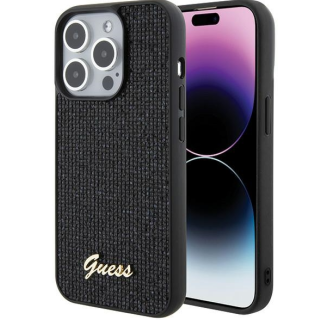 Guess PU Disco Script Metal Case for Apple iPhone 15 Pro (GUHCP15LPMSDGSK)