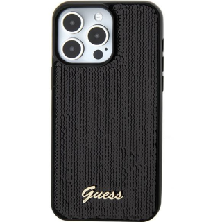 Guess HC Sequin Script Metal Case for Apple iPhone 15 Pro Max (GUHCP15XPSFDGSK)