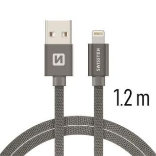 Swissten Textile Fast Charge 3A Lightning Data and Charging Cable 1.2m (SW-QU-LIGH-3A-1.2M-GR)