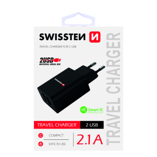 Swissten Premium Travel Charger 2 x USB 2.1А / 10.5W (SW-21A105W-BK)