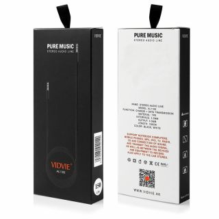 Vidvie AL1105W Premium AUX Cable 3.5 mm -> 3.5 mm 1.5 m Black (AL1105B)