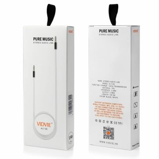 Vidvie AL1105W Premium AUX Cable 3.5 mm -> 3.5 mm 1.5 m White (AL1105W)