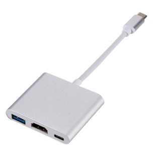 RoGer Multimedia Adapter Type-C to HDMI (4K @ 30Hz, 1080P @ 60Hz) + USB 3.0 Silver (AD15640)