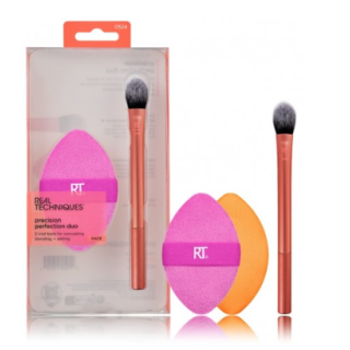 Real Techniques Precision Perfection Duo Makeup Tools Set (Brush + Sponge) (079625452525)