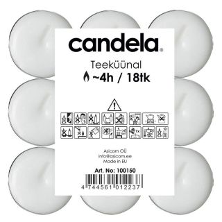 Candela Tea Candles 18pcs White (24100150)