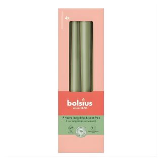 Bolsius Table Candles 4pcs 245/24mm Olive Green (37356970)
