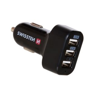Swissten Tripple Premium Car charger 5.2A USB 2.1A + 2.1A + 1A (SW-CCH-TRI5.2A-B)