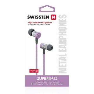 Swissten SuperBass Earbuds Metal YS900 Stereo Headset With Microphone 3,5mm / 1.2m Purple (YS900-PU)