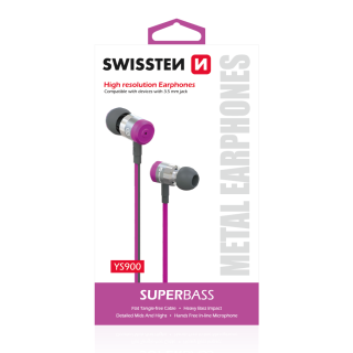 Swissten SuperBass Earbuds Metal YS900 Stereo  Headset With Microphone 3,5mm / 1.2m (YS900-PI)