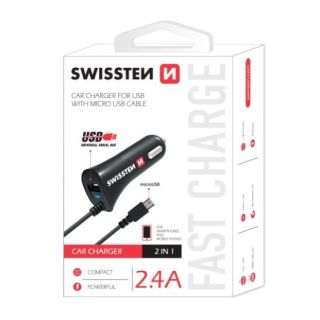 Swissten Premium Car charger USB + 2.4A and Micro USB Cable (SW-CCH-DU2.4A-B)