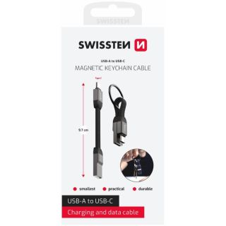 Swissten Magnetic Keychain USB-A - USB-C Cable 9.7cm (71551050)