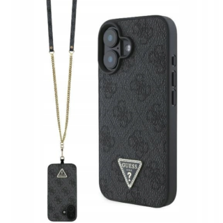 Guess Leather Metal Logo Strass Crossbody Case for Apple iPhone 16 (GUHCP16SP4TDSCPK)