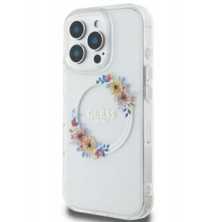 Guess IML Flowers Wreath MagSafe Case for Apple iPhone 16 (GUHMP16SHFWFCT)